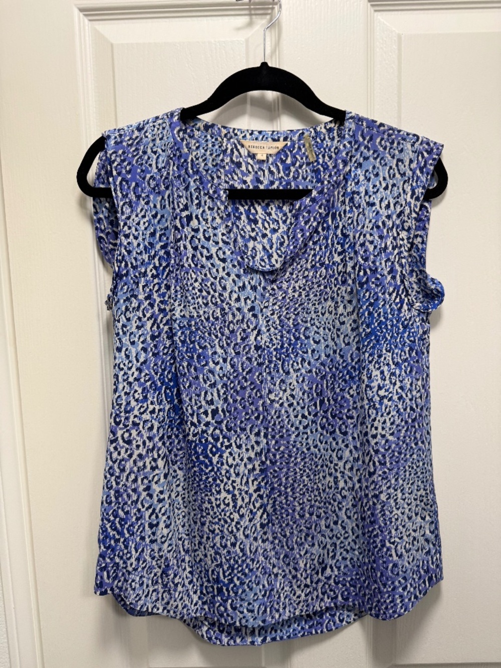 Rebecca Taylor Purple Black and White Silk Top- Size 4
